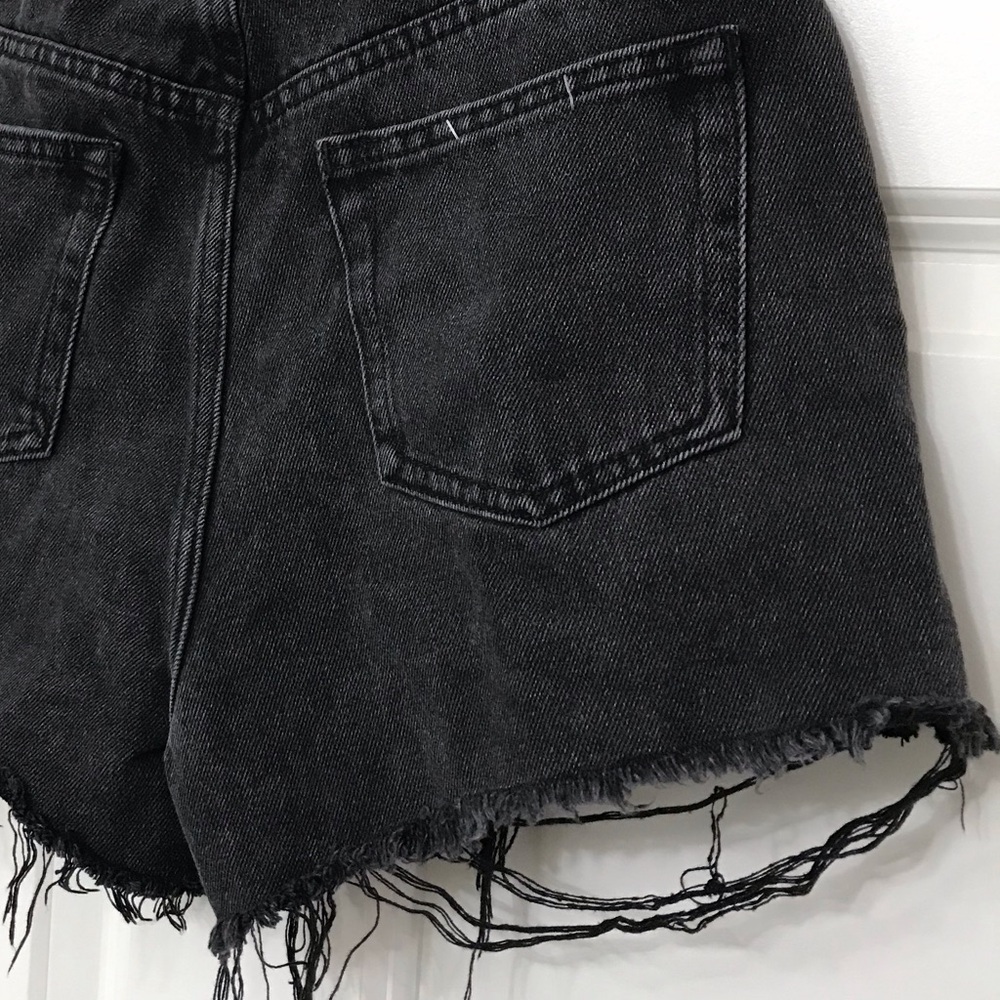 New Alexander Wang Bite High Rise Denim Shorts Rigid Black Jean Cut Off 28 - Picture 8 of 13